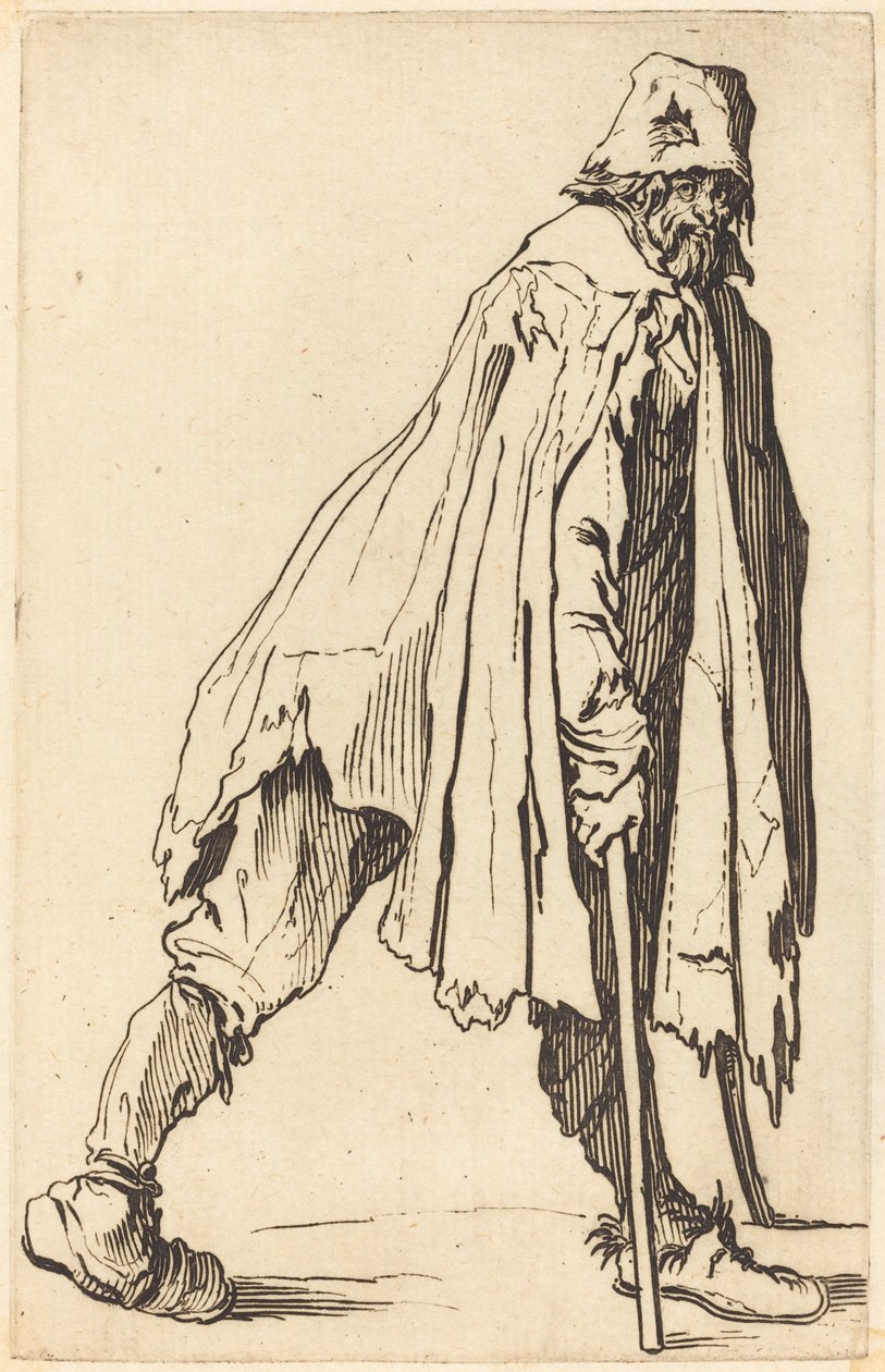 Beggar with Crutches and Cap by Jacques Callot
