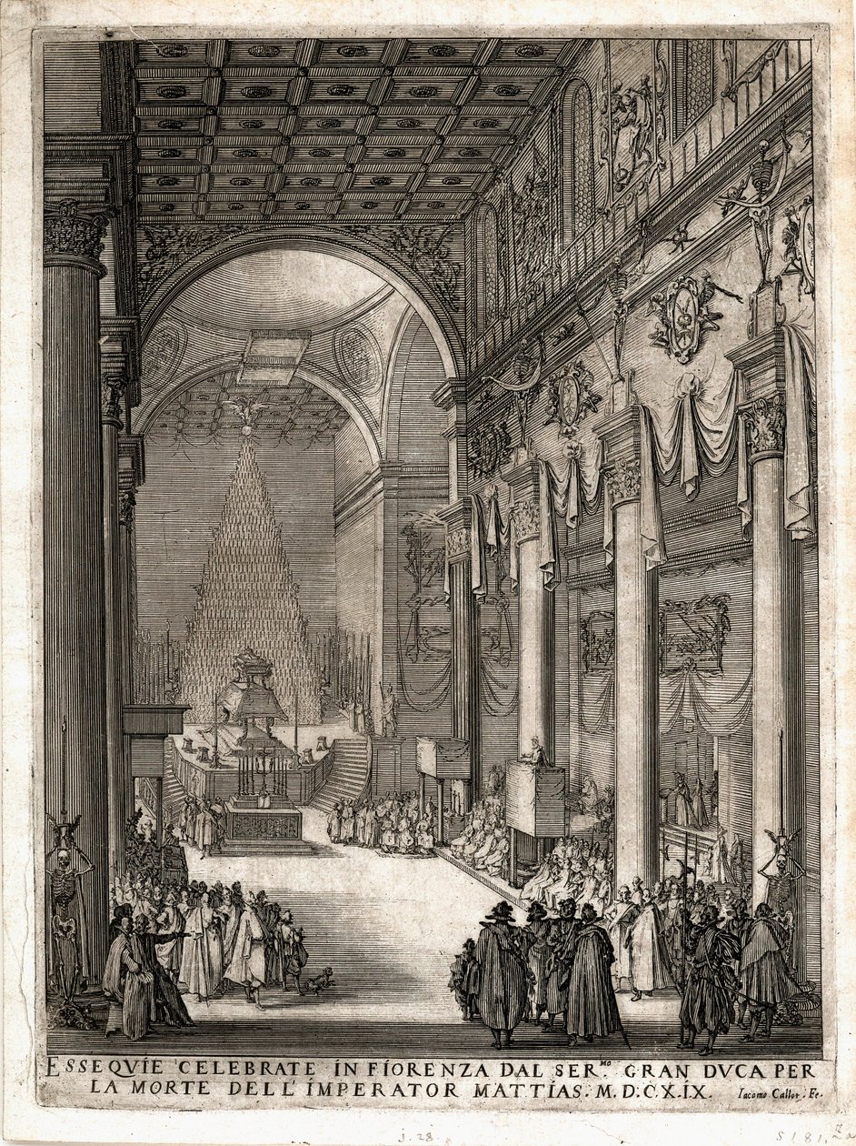 Catafalque in Florence for Emperor Matthias by Jacques Callot