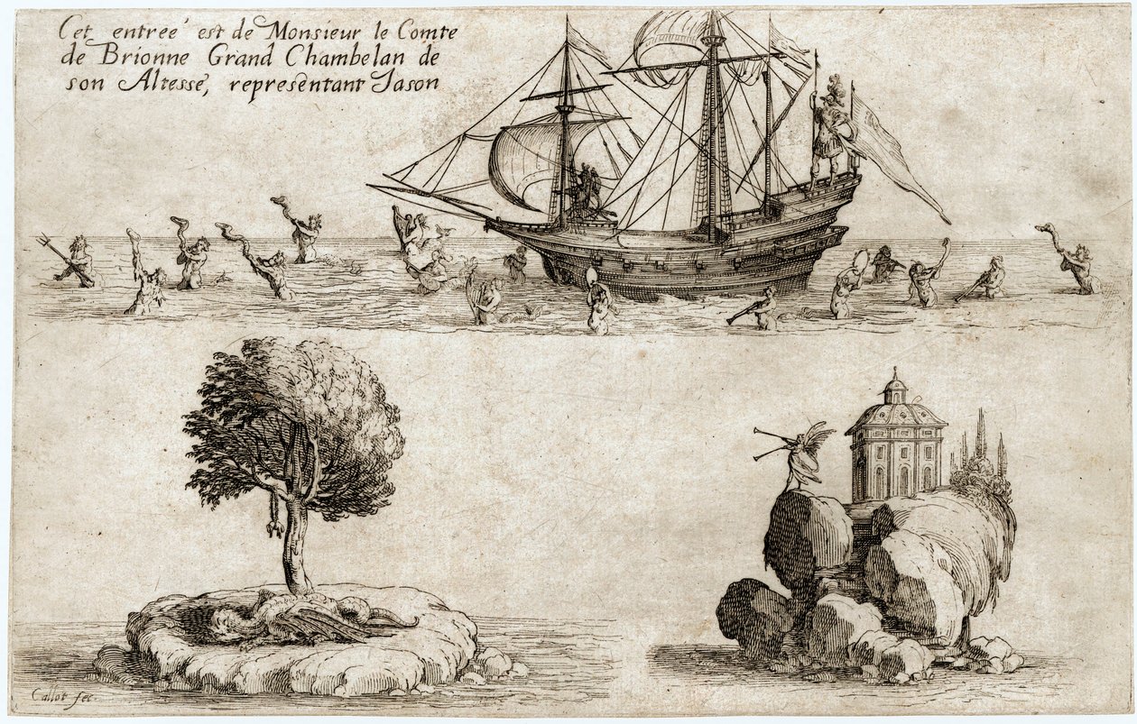 Combat at the Barrier: the Entry of Monsieur le Comte de Brionne, Grand Chamberlain of His Highness Charles IV of Lorraine (engraving) by Jacques Callot