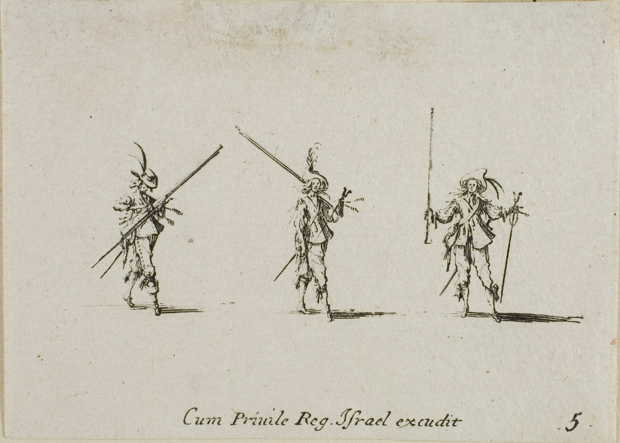 Drill with Tilted Pikes (plate five from The Military Exercises) by Jacques Callot