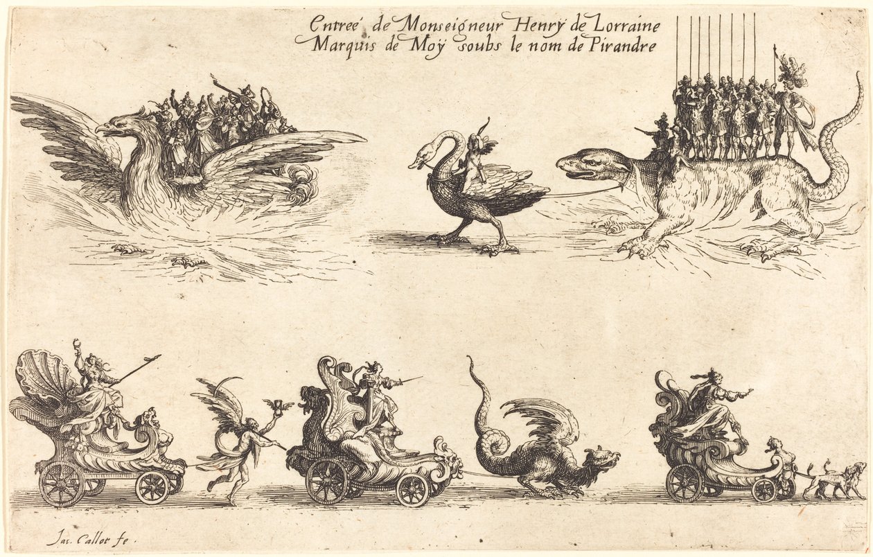 Entry of Monseigneur Henry de Lorraine, Marquis de Moy, under the Name of Pirandre by Jacques Callot