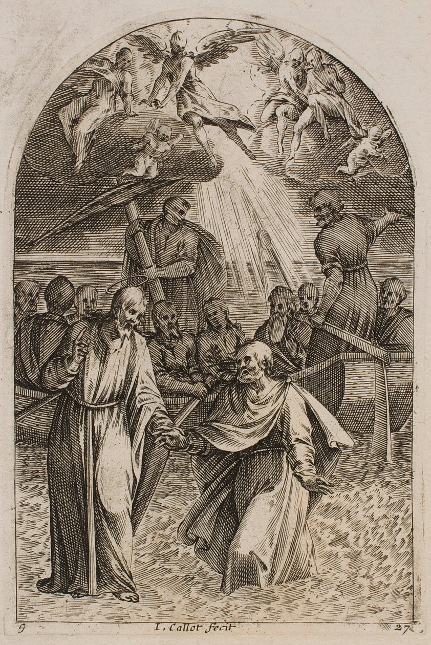 Jesus and St. Peter Walking on the Water, from the series “Pictures of Rome” by Jacques Callot