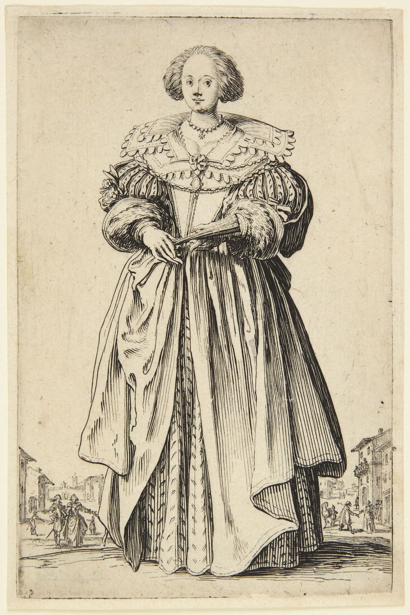 Lady with Fan by Jacques Callot
