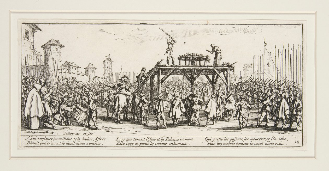 Les grandes miseres de la guerre: No. 14 - La roue by Jacques Callot