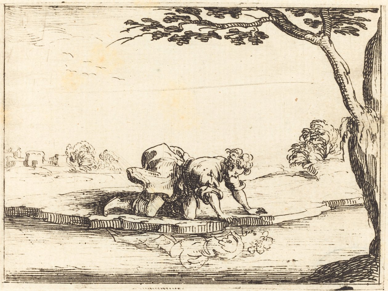 Narcissus Looking in the Water by Jacques Callot
