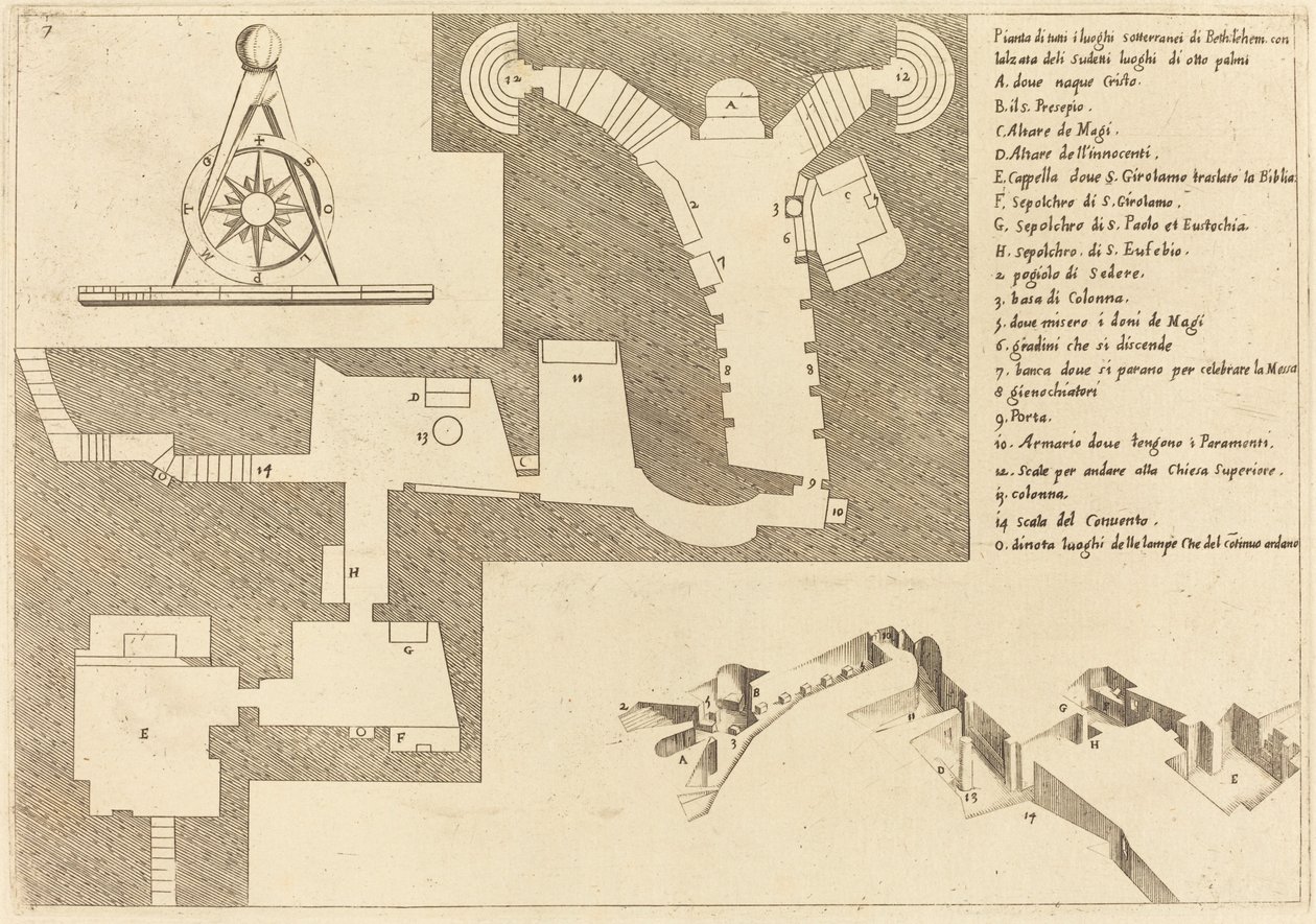 Plan of All the Important Places in Bethlehem by Jacques Callot
