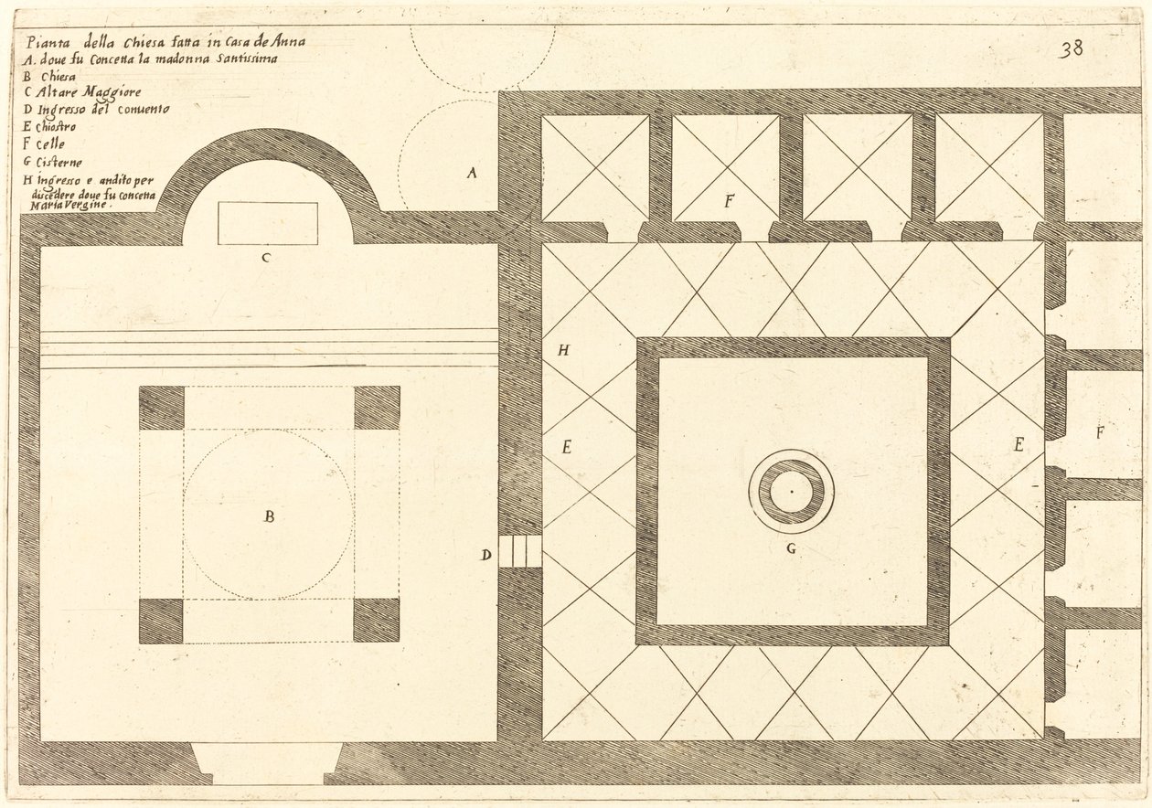 Plan of the Church near the House of Annas, 1619 by Jacques Callot