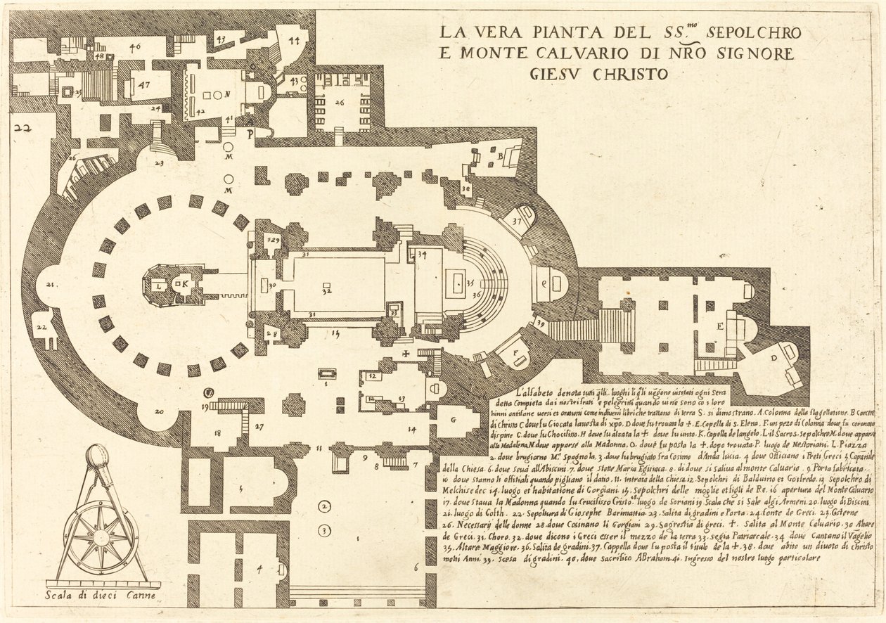 Plan of the Holy Sepulchre and Mount Calvary by Jacques Callot