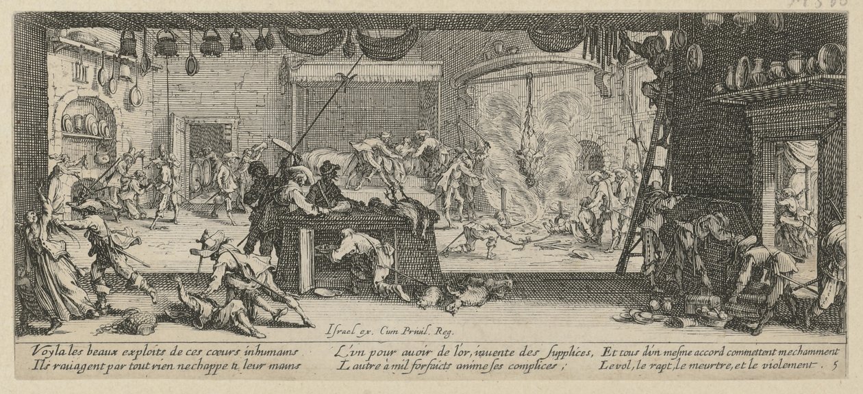 Plundering of a Farm, Plate 5 from the Series "Horrors of War" by Jacques Callot