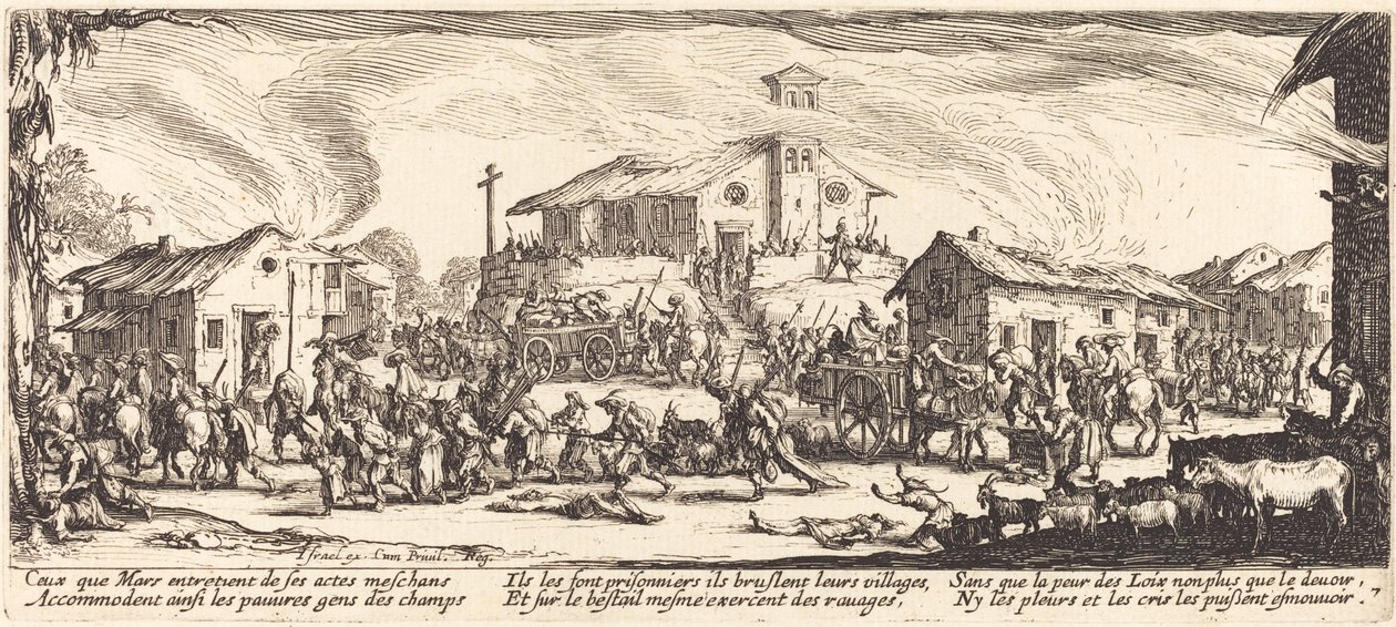 Plundering and Burning a Village by Jacques Callot