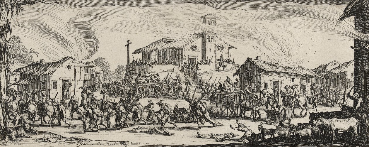 Plundering and Burning a Village by Jacques Callot