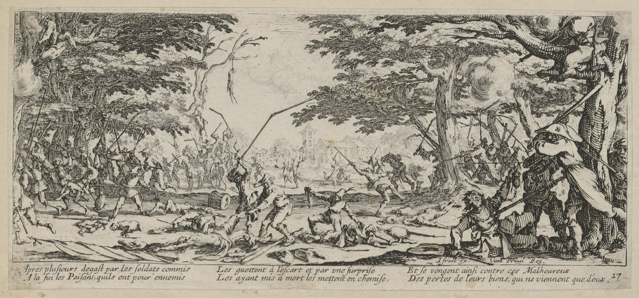 Revenge of the Peasants, Plate 17 from the Series "Horrors of War" by Jacques Callot
