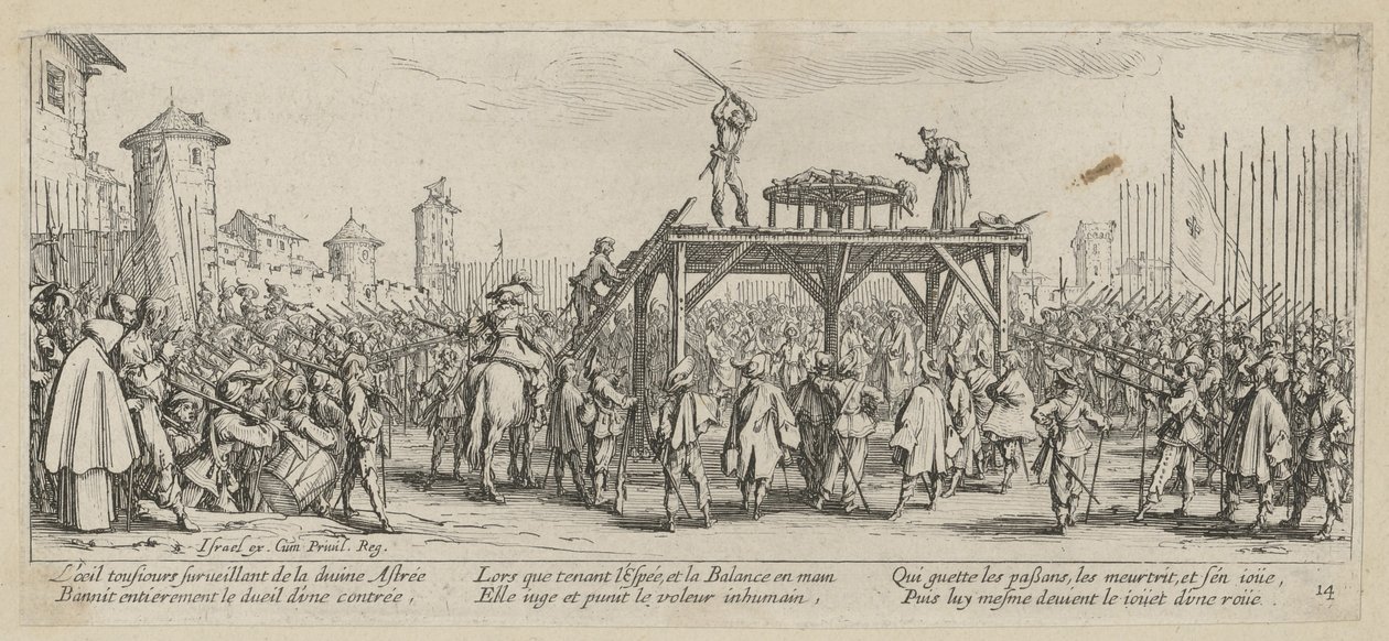 Wheel, Plate 14 of the Series "Horrors of War" by Jacques Callot