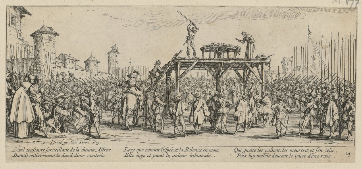 Wheel, Sheet 14 of the Series "Horrors of War" by Jacques Callot