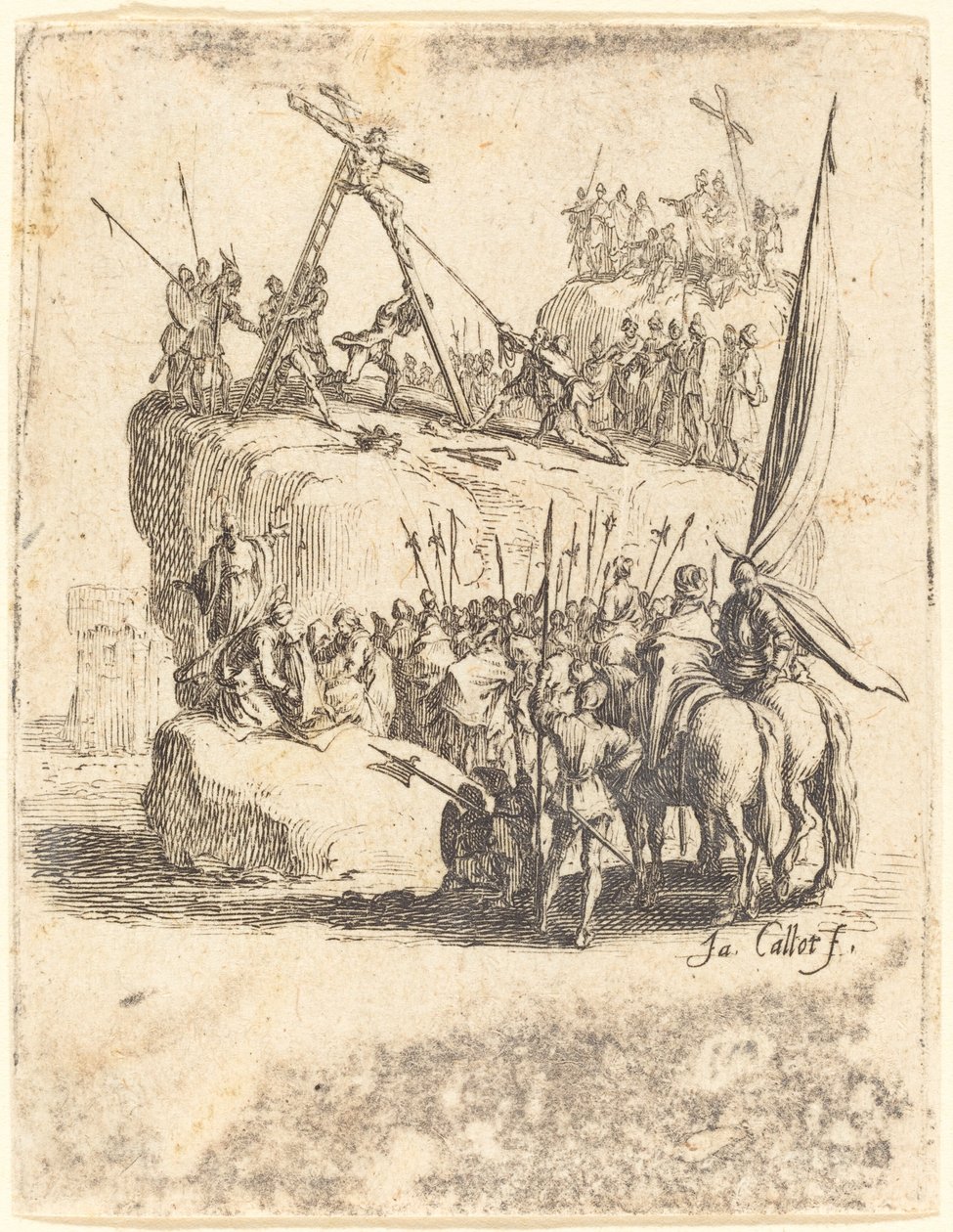 Raising of the Cross by Jacques Callot