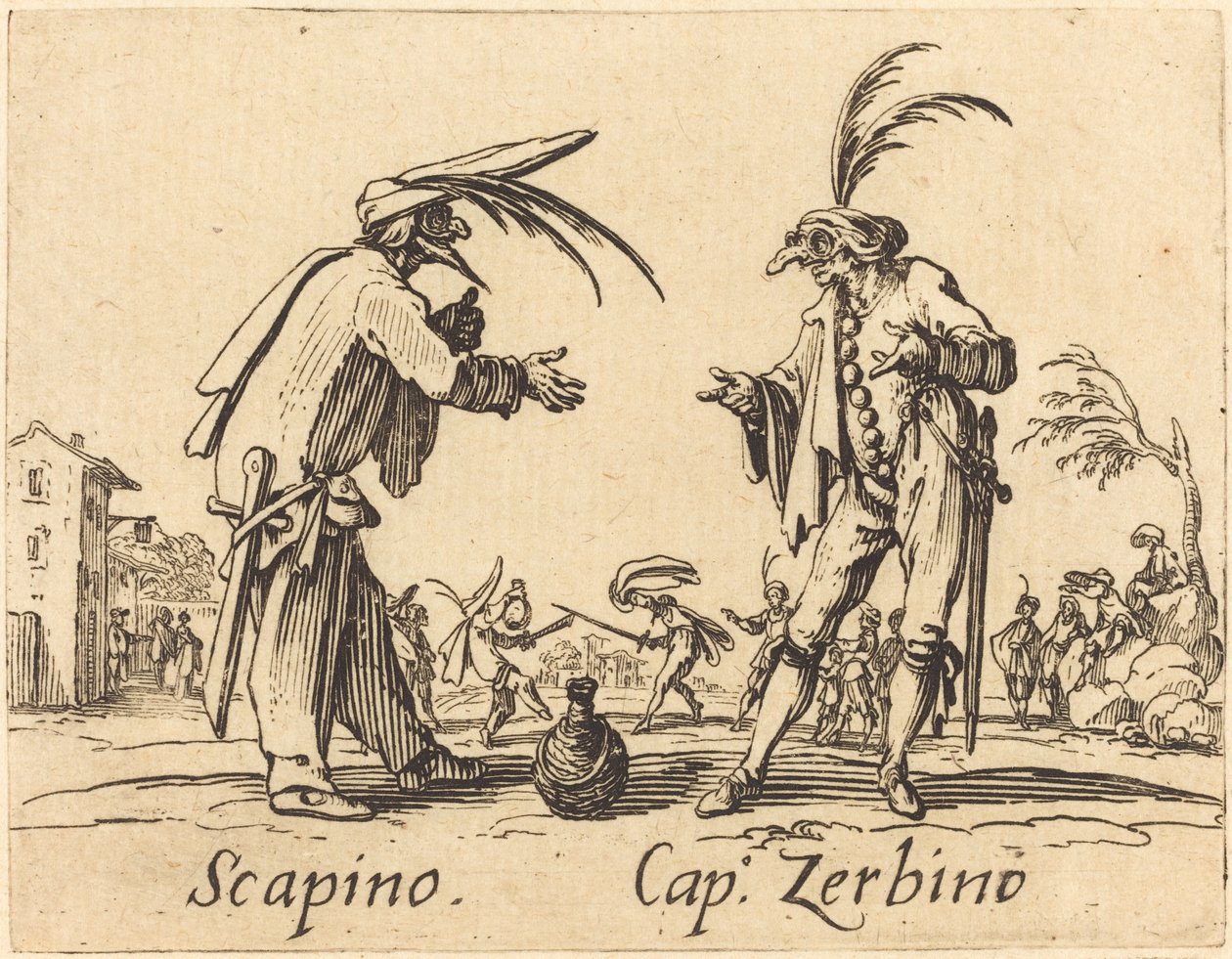 Scapino and Cap. Zerbino by Jacques Callot