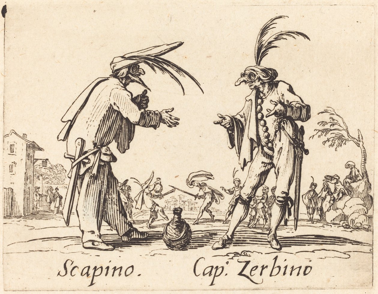 Scapino and Cap. Zerbino by Jacques Callot
