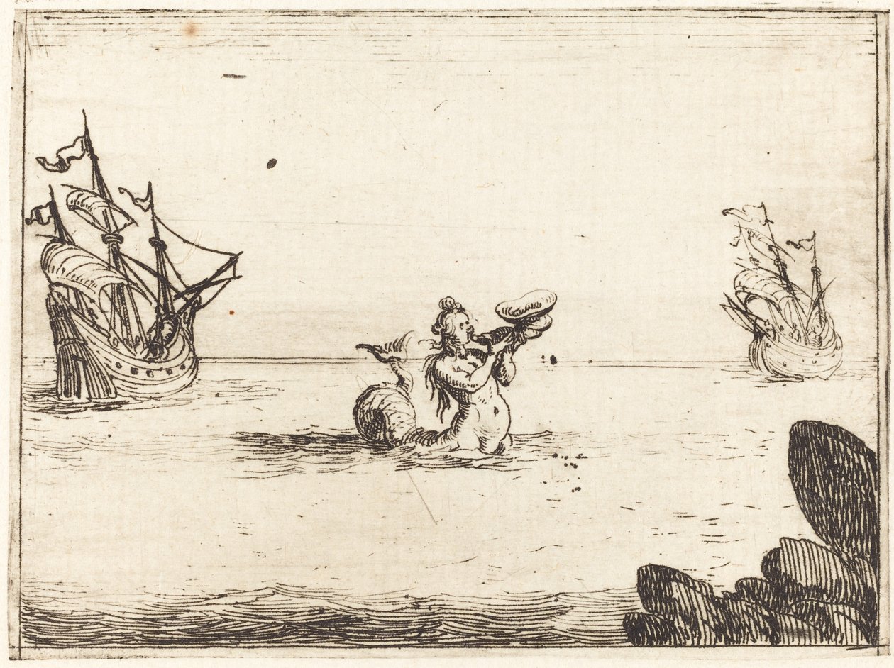 Siren between Two Ships by Jacques Callot
