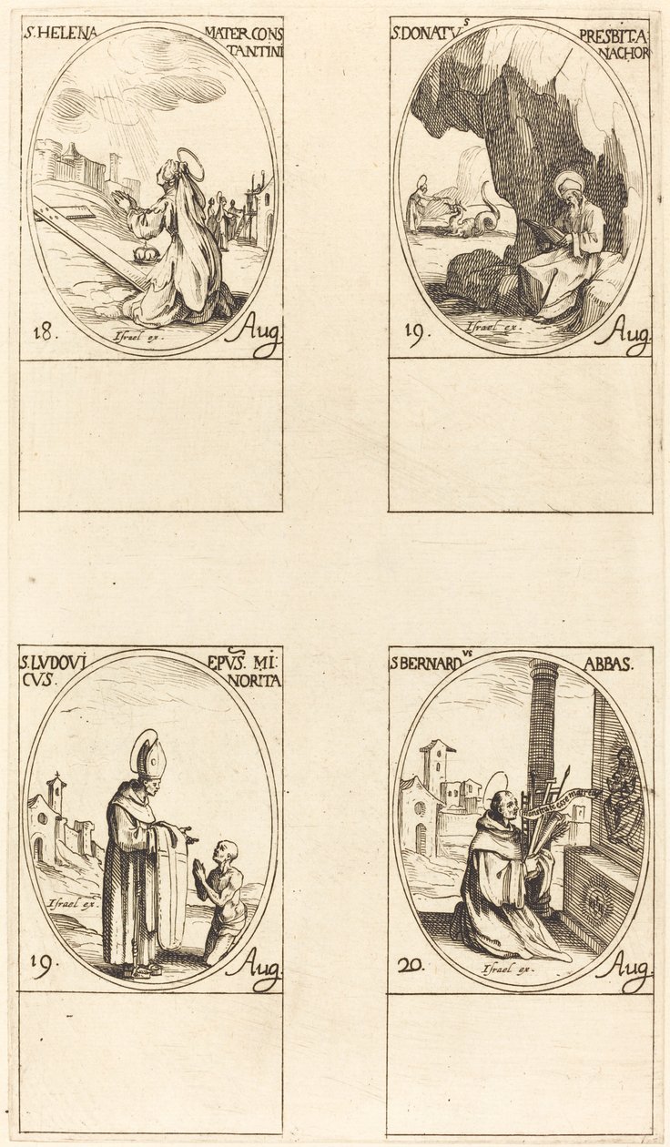 St. Helen, St. Donatus, St. Ludovicus, Bishop, St. Bernard by Jacques Callot