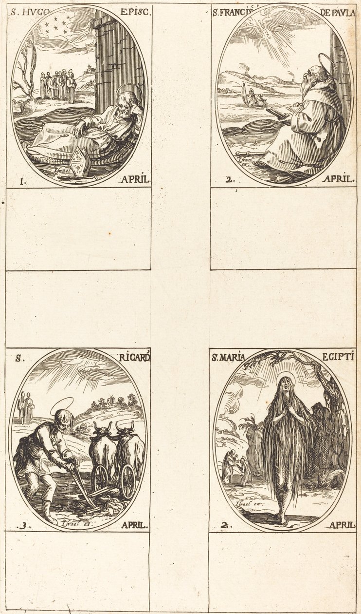 St. Hugo; St. Francis of Paula; St. Mary of Egypt; St. Richard by Jacques Callot
