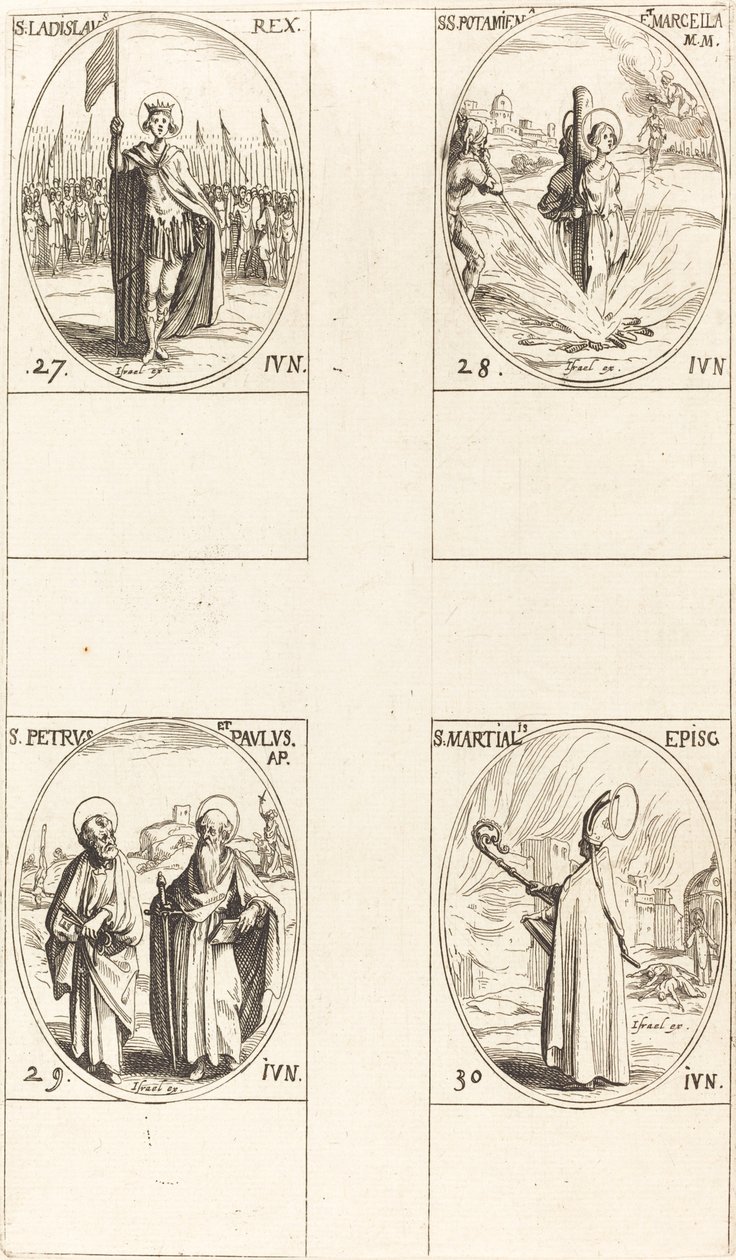 St. Ladislas, Sts. Potamiana and Marcella, Sts. Peter and Paul, Apostles, St. Martial by Jacques Callot