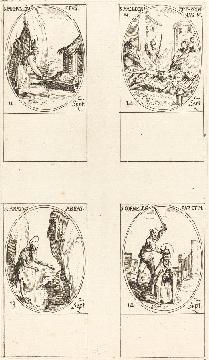 St. Paphnutius; Sts. Macedonius and Theodulus; St. Amatus; St. Cornelias by Jacques Callot