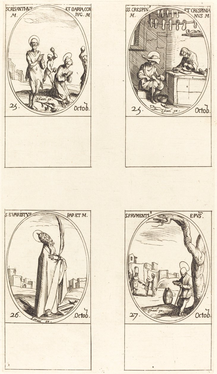 Sts. Chrysanthus & Daria, Sts. Crispin & Crispinian, St. Evaristus, St. Frumentius by Jacques Callot