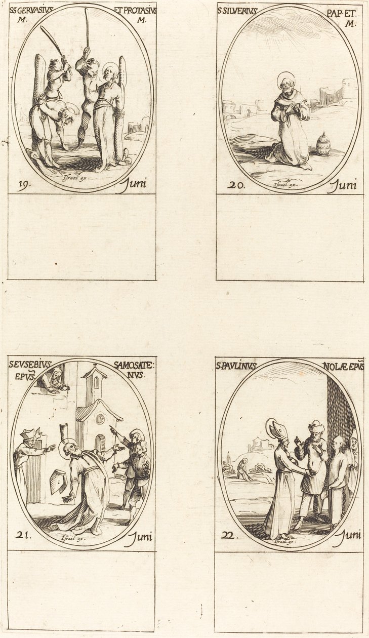 Sts. Gervase & Protase; St. Silverius; St. Eusebius of Samosata; St. Paulinus of Nola by Jacques Callot
