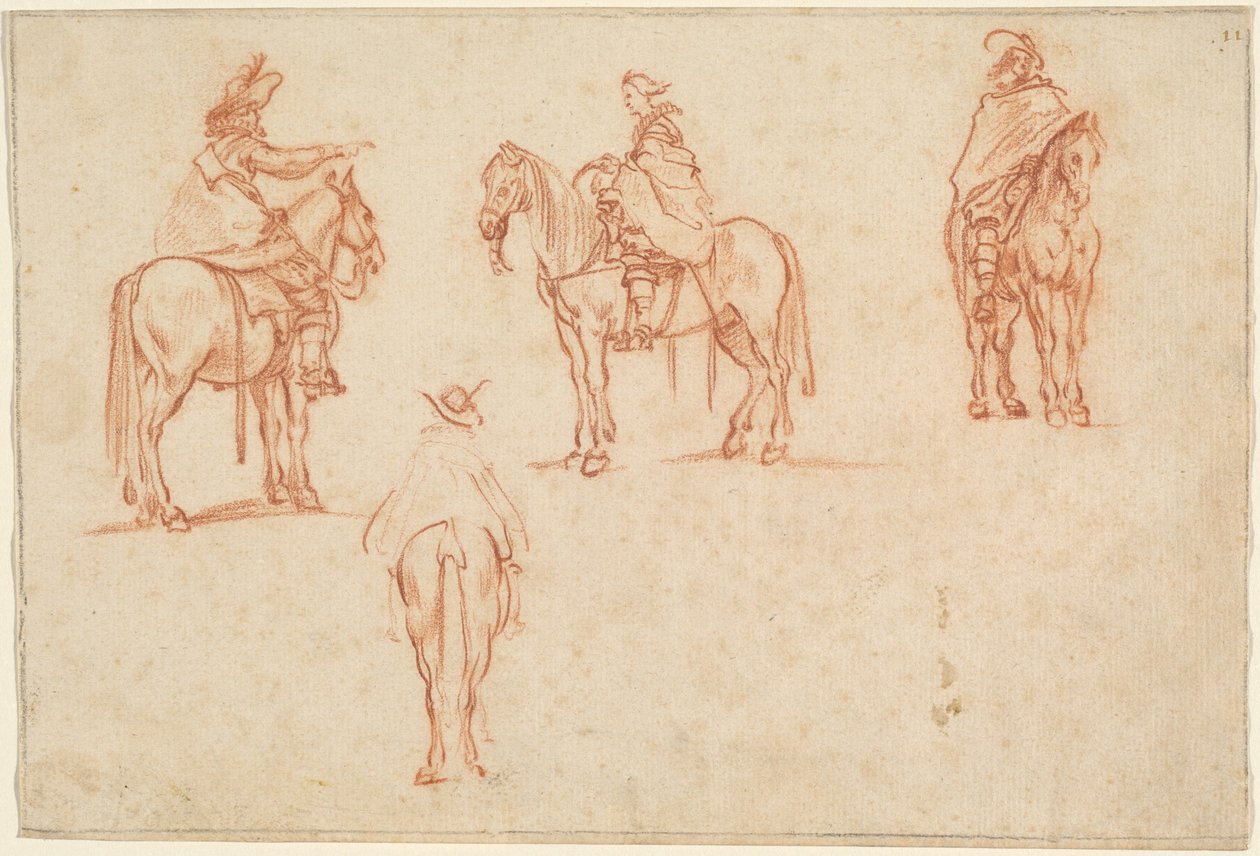 Study of Four Horsemen by Jacques Callot