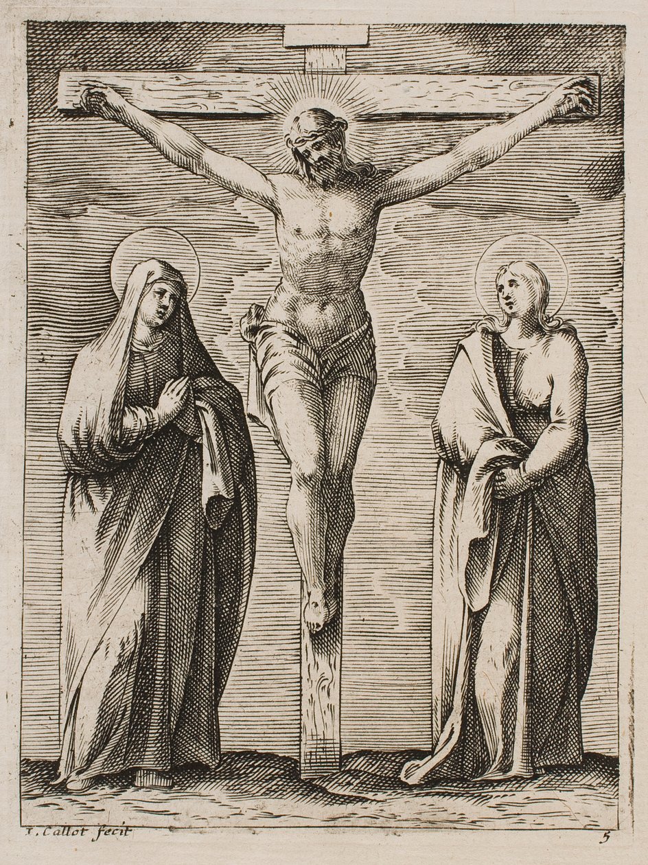 The Blessed Virgin and Saint John at the Foot of the Cross, from the series “Pictures of Rome” by Jacques Callot