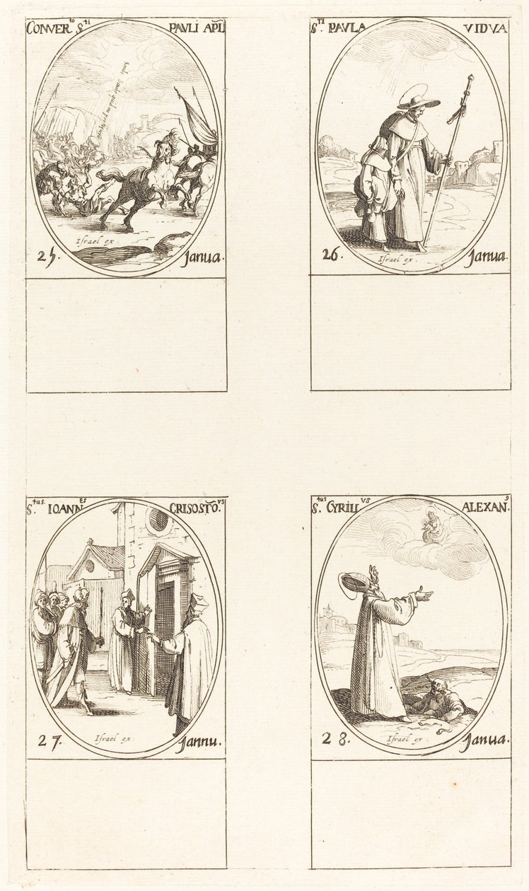 The Conversion of Saul; St. Paul; St. John Chrysostom; St. Cyril of Alexandria by Jacques Callot