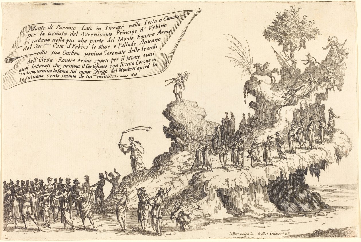 The Float of Mount Parnassus, 1616 by Jacques Callot