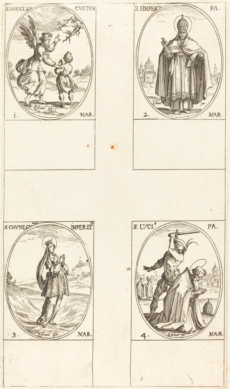 The Guardian Angel, St. Simplici, St. Cunegundes, St. Luci by Jacques Callot
