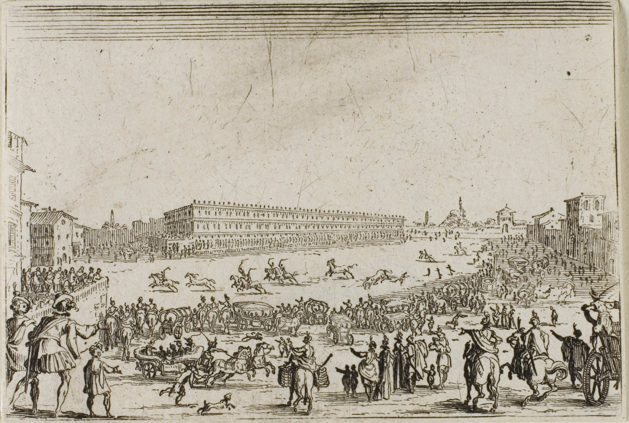 The Horse Race at the Pitti Palace, in Florence, from The Caprices by Jacques Callot