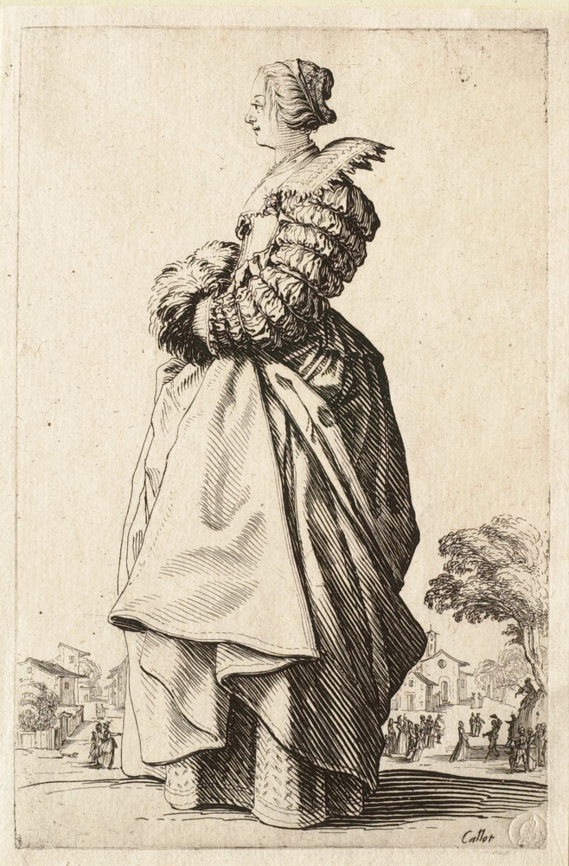 The Lady in Profile with Her Hands in Her Muff by Jacques Callot