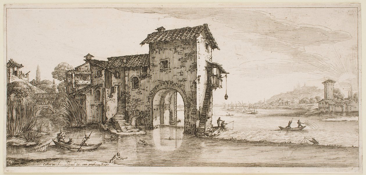 The Mill on the River, from the series “The Landscapes of Florence” by Jacques Callot