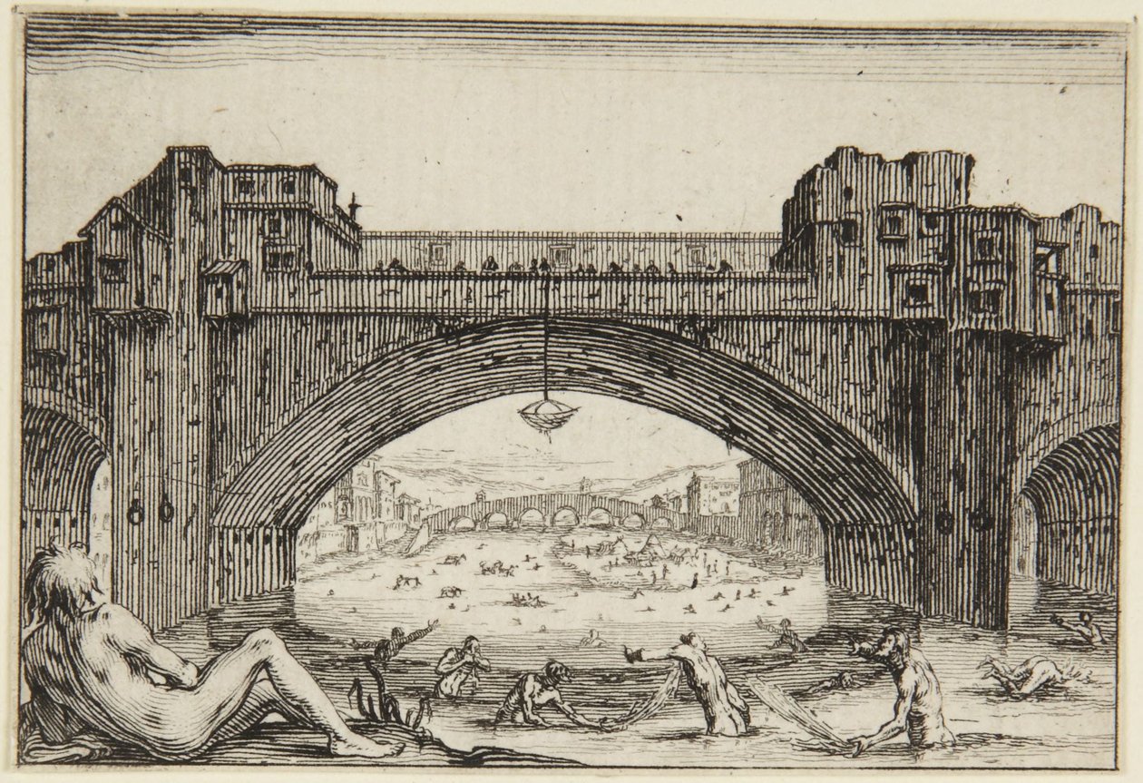 The Ponte-Vecchio, Florence by Jacques Callot