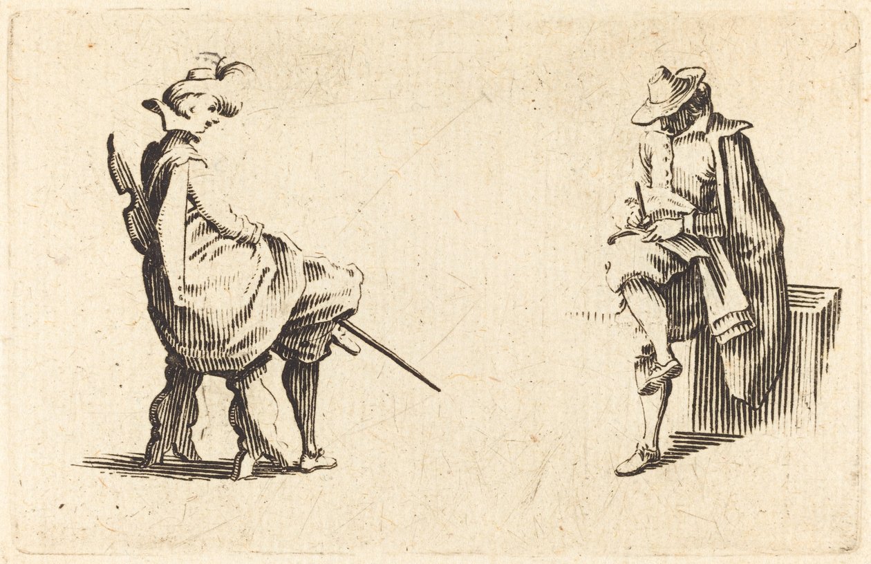 Two Seated Figures by Jacques Callot