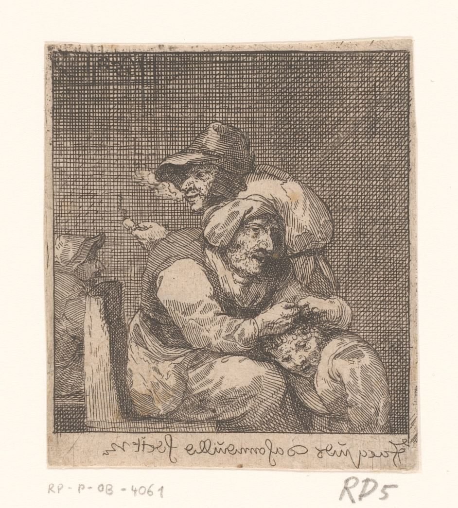 Old Woman Delousing a Child by Jacques Dassonville (attributed to)