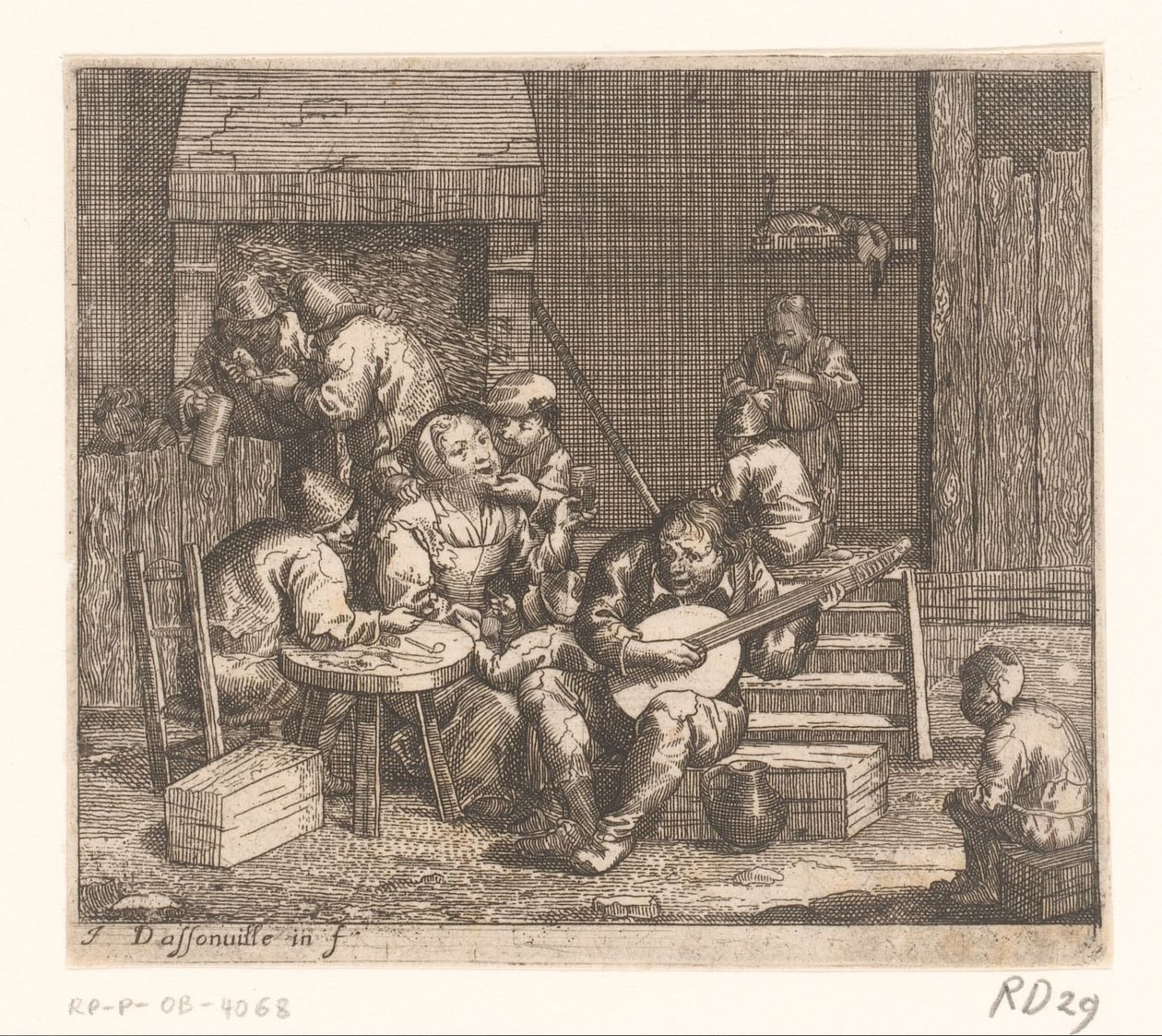 Man Playing Guitar in a Tavern by Jacques Dassonville