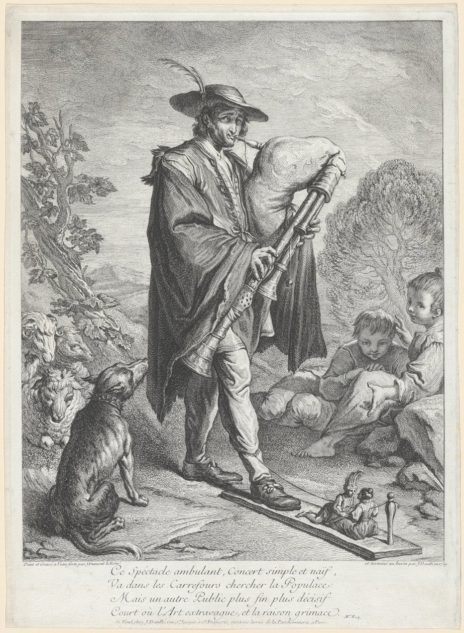 The Bagpipe Player by Jacques Dumont Le Romain, finished by Jean Daullé
