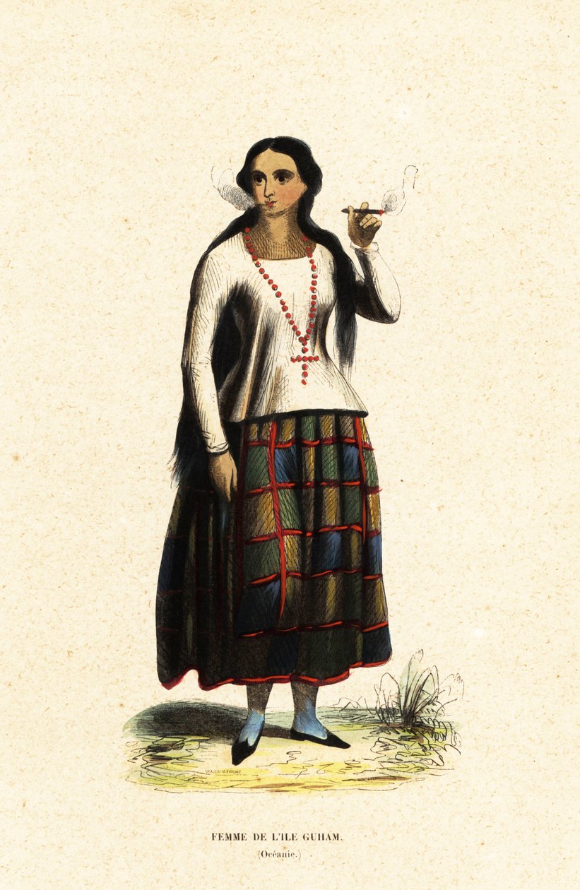 Chamorro Woman of Guam, Mariana Islands, Micronesia by Jacques Etienne Victor (after) Arago