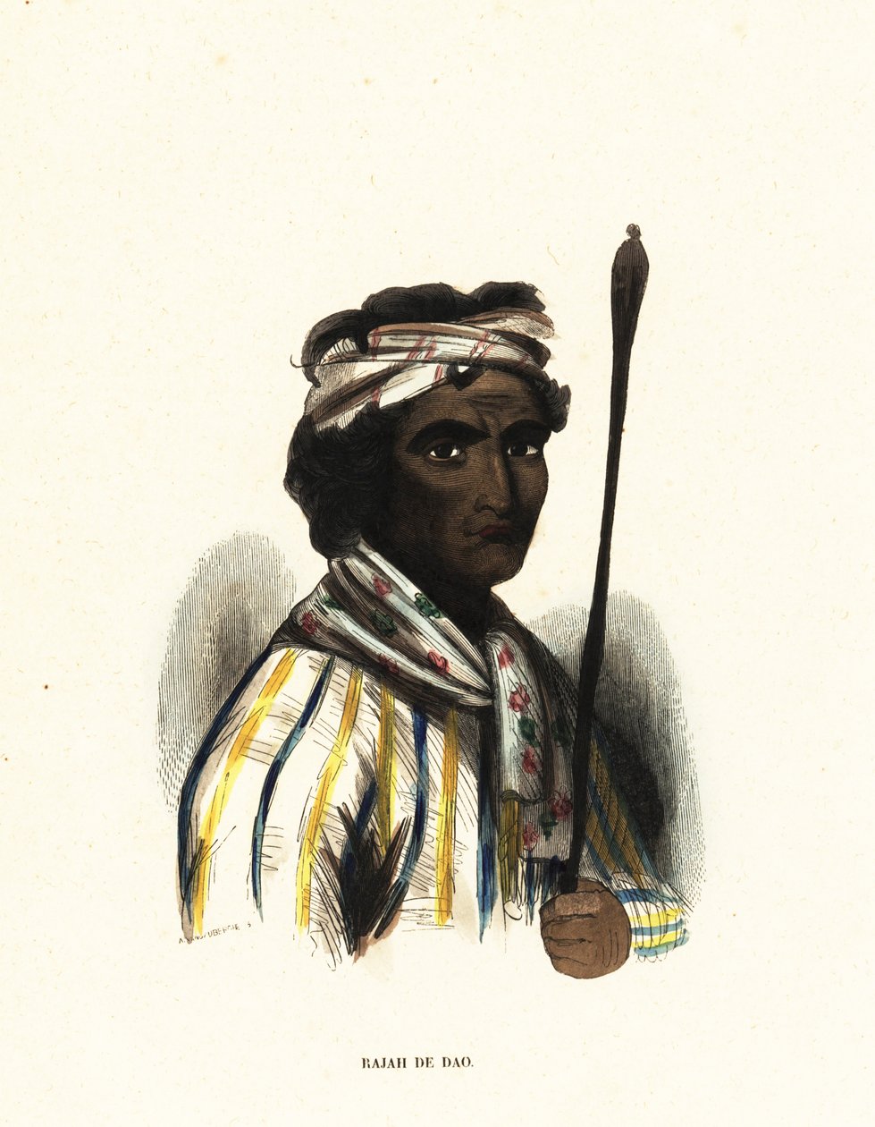 Make-Tetti, Raja of Dao, Maluku Islands, Indonesia by Jacques Etienne Victor (after) Arago