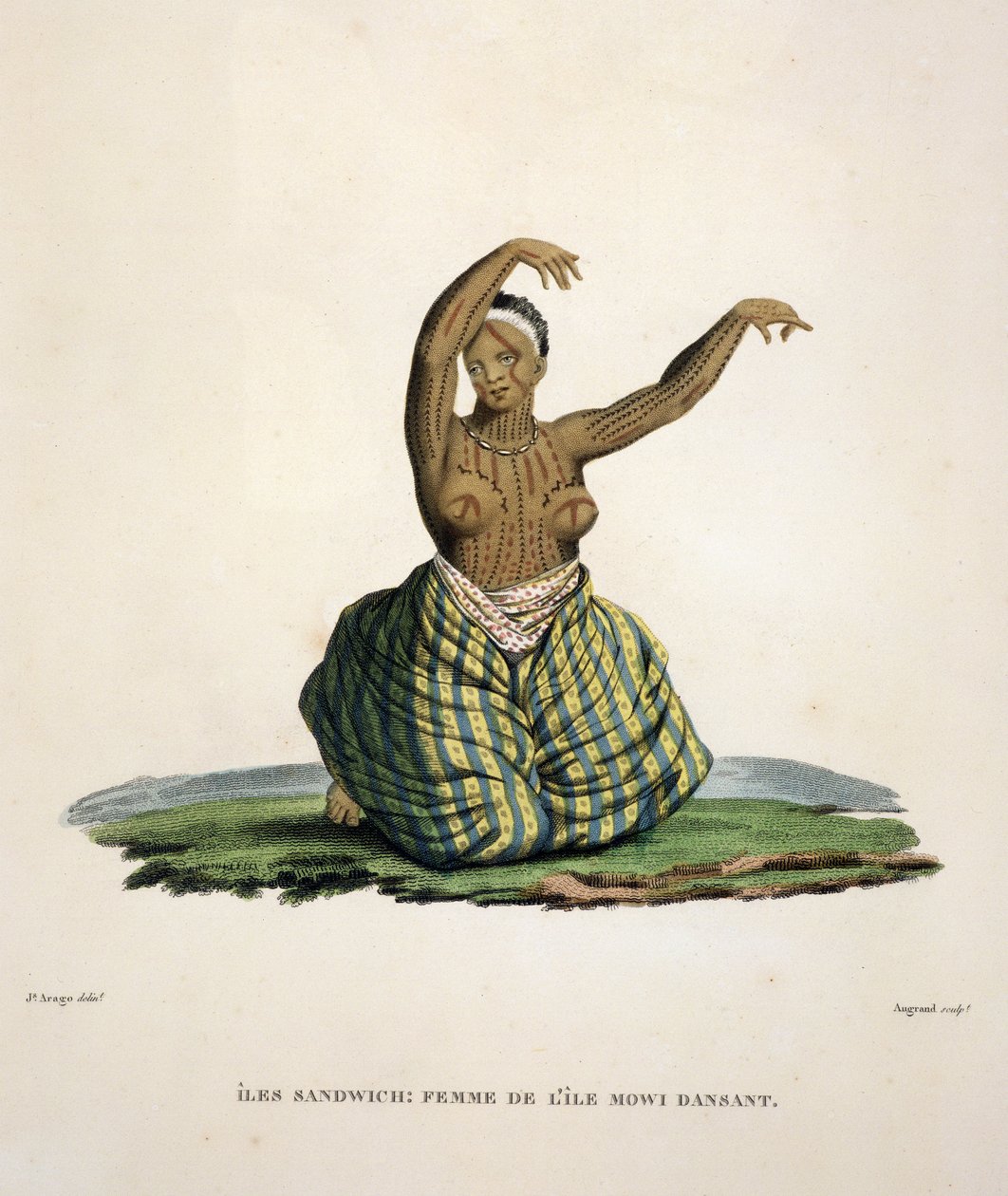Dancing Woman from the Island of Maui, in the Hawaiian Islands, Engraved by Parfait Augrand by Jacques Etienne Victor Arago