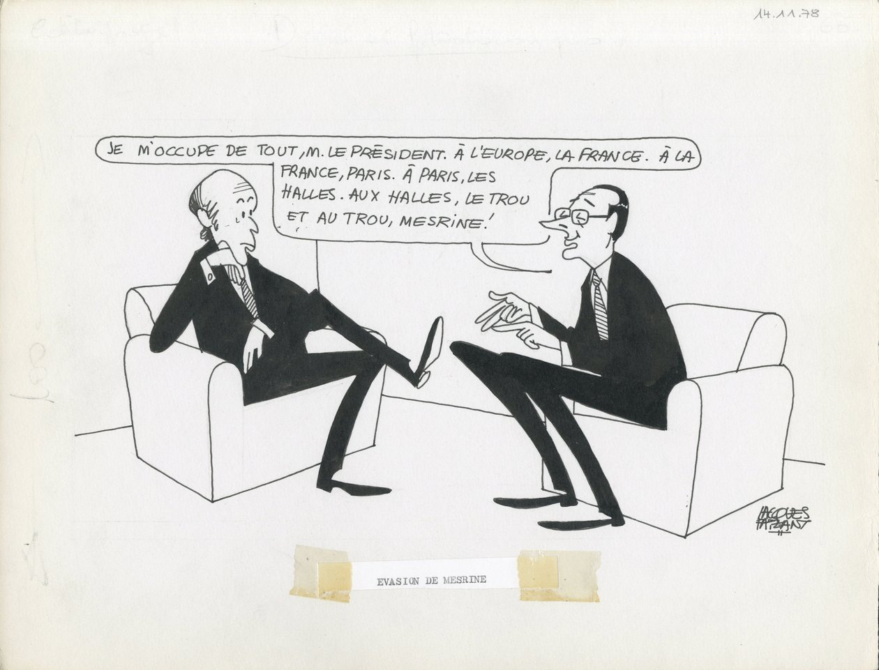 Le Figaro, Satirical in Black & White by Jacques Faizant