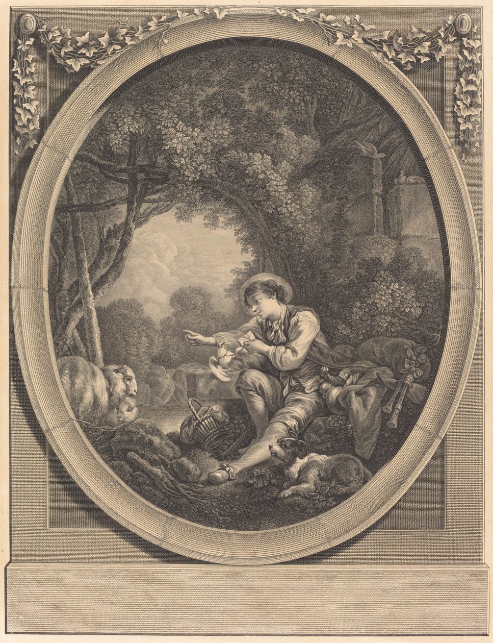 The Departure of the Courier by Jacques Firmin Beauvarlet after François Boucher