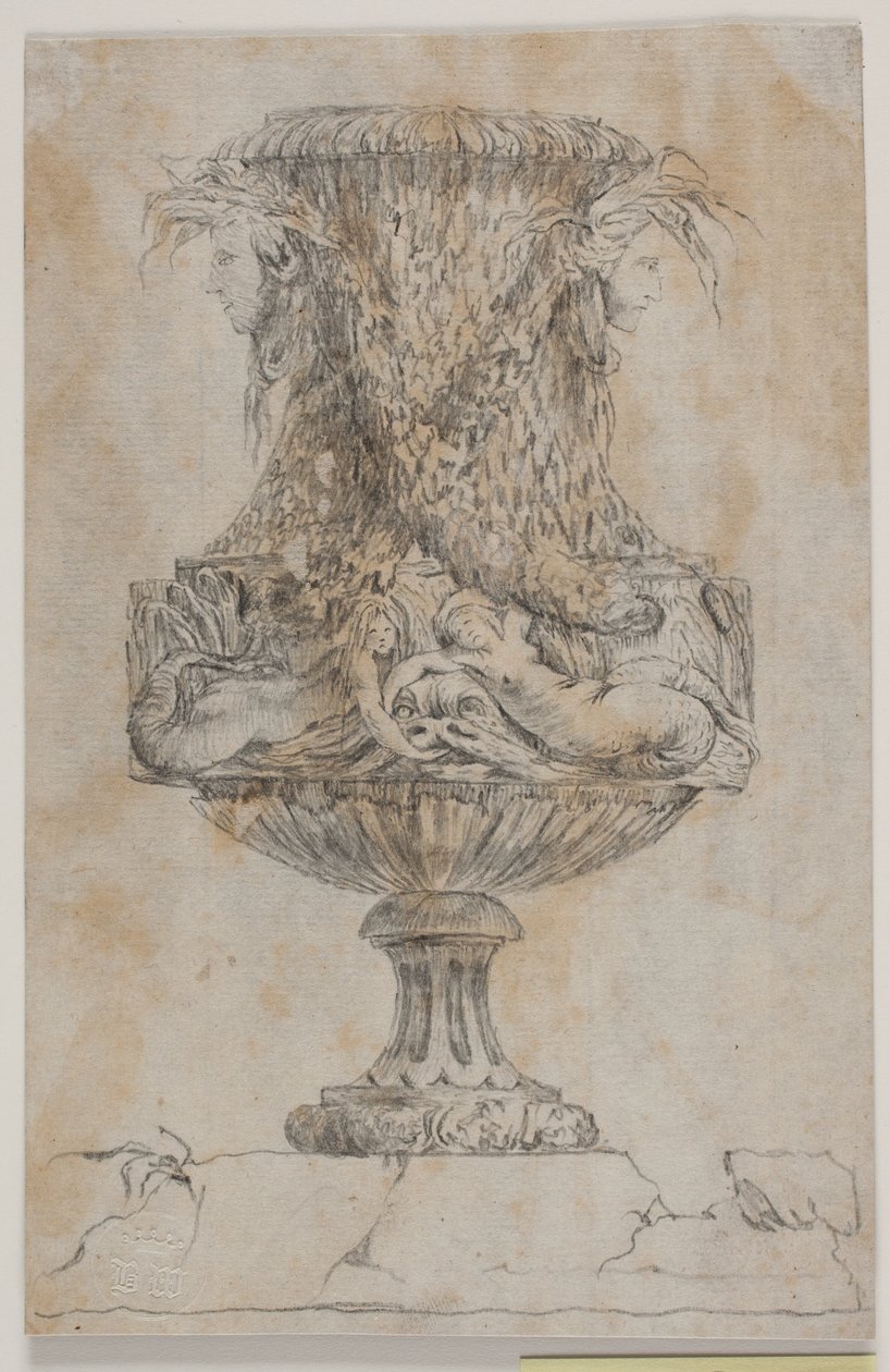 Prydvase with Two Heads and Two Water Nymphs. Copy after Pl. 20 in the Suite of Vases Designed by Saly in 1746. "Vasa a se inventa..." by Jacques Francois Joseph Saly