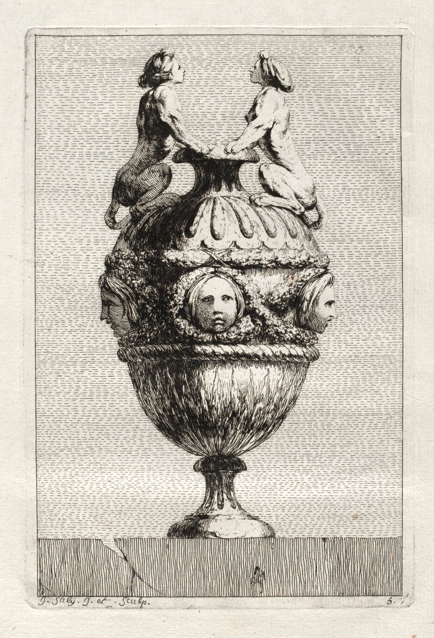 Suite of Vases: Plate 5 by Jacques François Saly