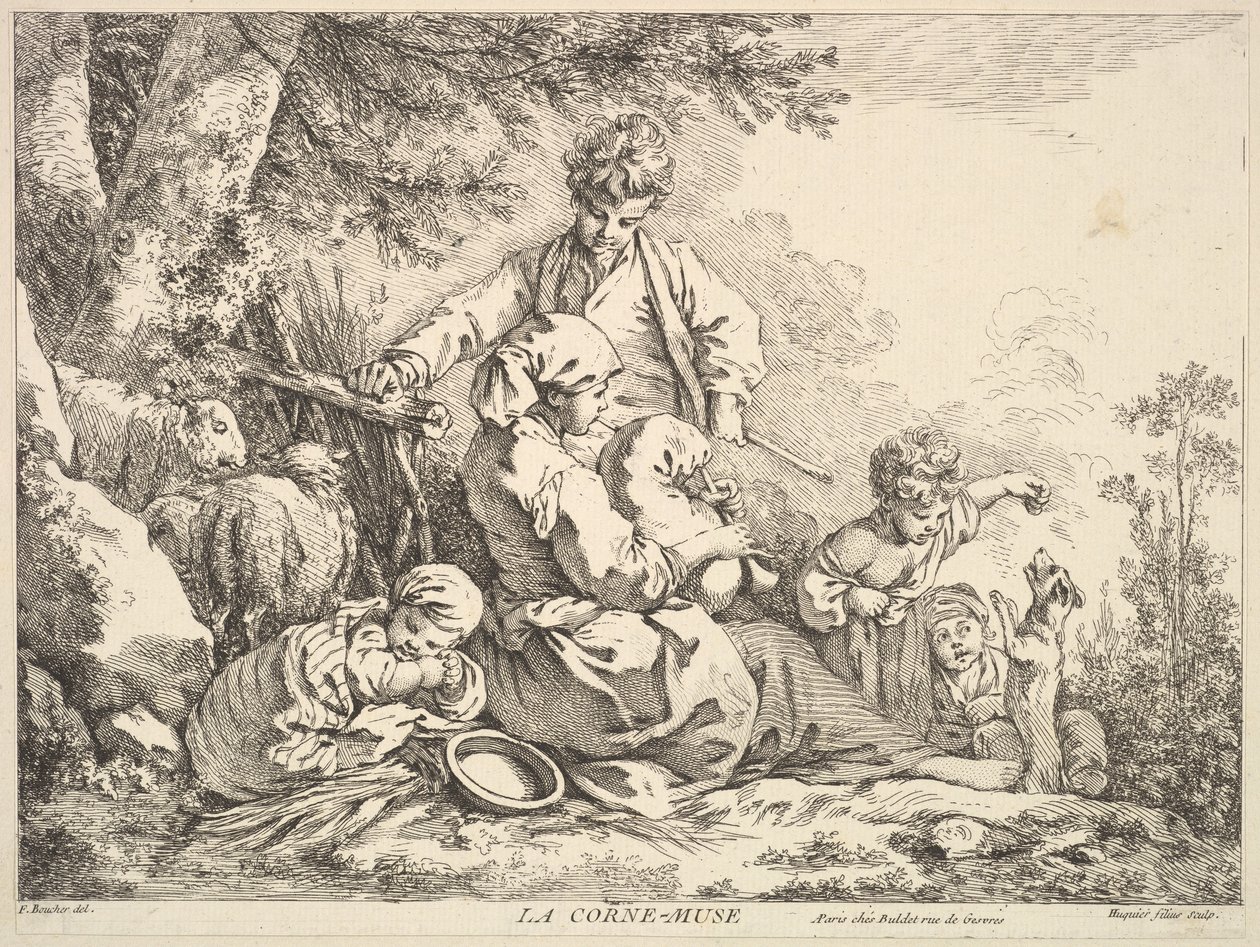 Bagpipes, mid to late 18th century by Jacques Gabriel Huquier