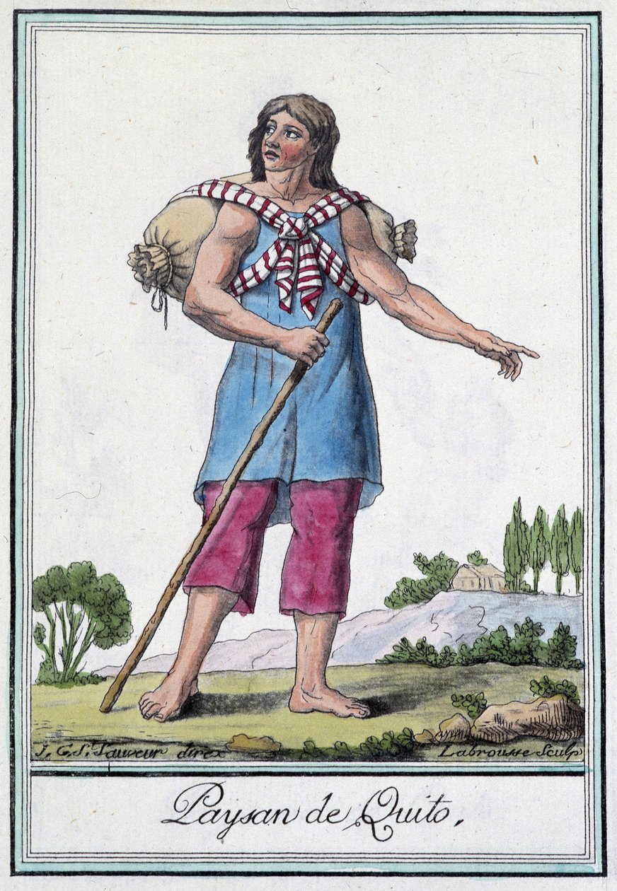 Peasant of Quito (Ecuador) - in Encyclopedia of Travels by Grasset St Sauveur, ed. 1796 by Jacques Grasset de Saint Sauveur